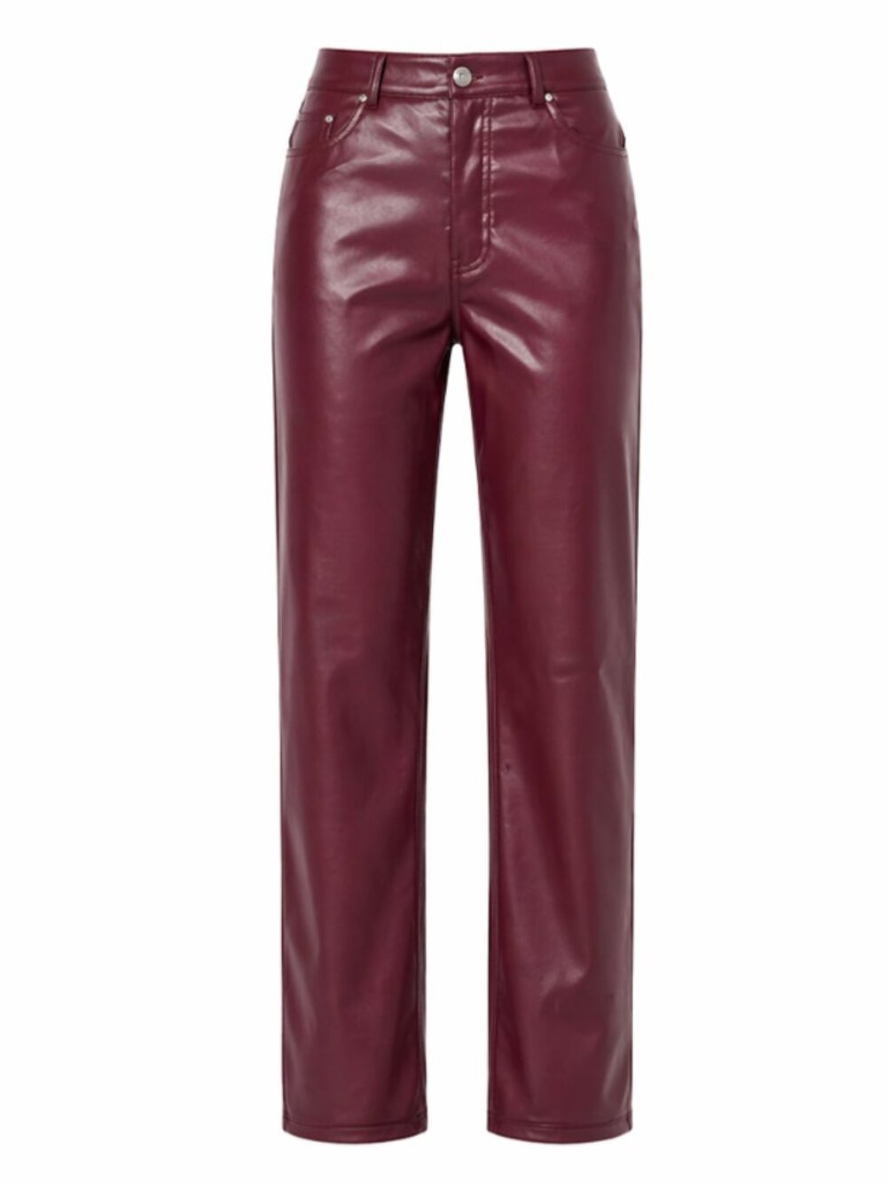 ONLY Burgundy Vegan Leather Straight Leg Pants 32
